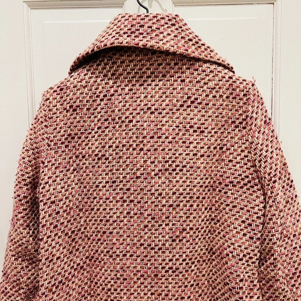 DKNY Ladies Women's Vintage Pink Tweed Over Coat Size 8 Medium Jacket - Picture 4 of 16